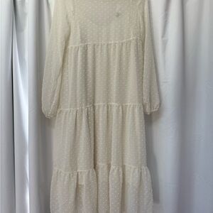 Forever 21 Cream Long Sleeve Dress